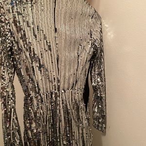 gold sequin plunge wrap bodycon dress